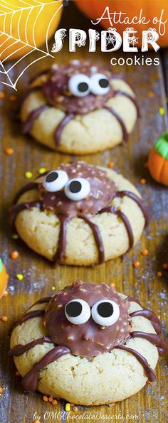 Quick and easy Halloween treat-Spider Cookies (yummy peanut butter cookies with Ferrero Rocher filling)