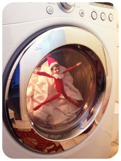 Elf on the Shelf in the dryer..
