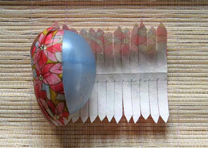 washi egg being wrapped