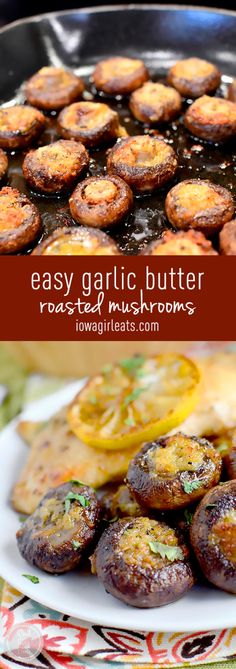 Easy Garlic Butter Roasted Mushrooms is an essential side dish to have in your recipe repertoire. Make and enjoy often! <a class="pintag" href="/explore/glutenfree" title="#glutenfree explore Pinterest">#glutenfree</a> | <a href="http://iowagirleats.com" rel="nofollow" target="_blank">iowagirleats.com</a>