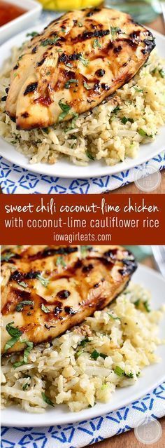 Whole30 Sweet Chili Coconut-Lime Grilled Chicken Recipe with Coconut-Lime Cauliflower Rice
