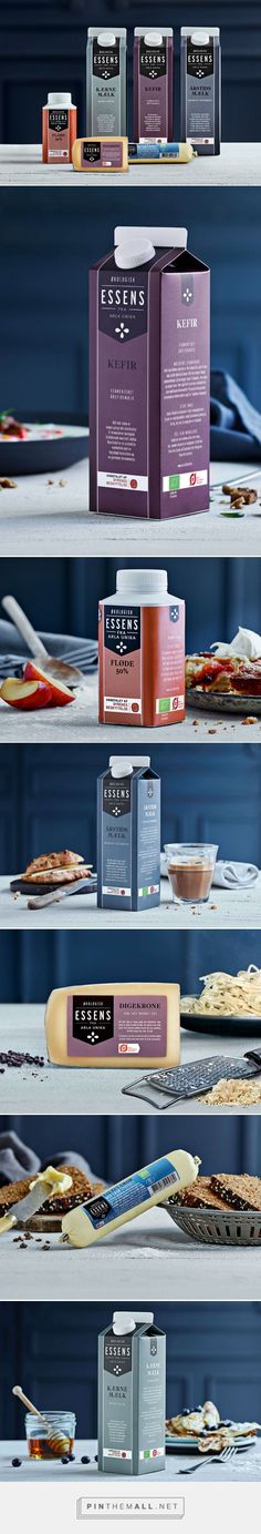 Branding and packaging for Essens on Behance by Bessermachen DesignStudio Copenhagen, Denmark curated by Packaging Diva PD. Simple but effective color coded design.