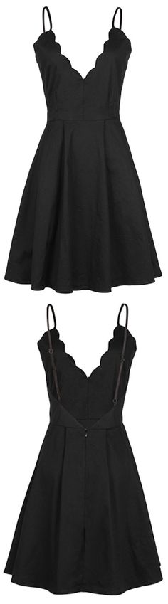 A cute little black dress to get with $23.99&7 Days Only! This A-line slip dress is detailed with plunging neckline, ruffle&open back design. Fall in this sweetest dream with <a href="http://Cupshe.com" rel="nofollow" target="_blank">Cupshe.com</a>
