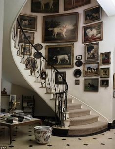 The staircase at Brooke Astor&#39;s Westchester estate, Holly Hill, is lined with the paintings of the late socialite&#39;s favorite animal that will go up for auction in September. God bless you, Mrs. Astor! You are greatly missed.