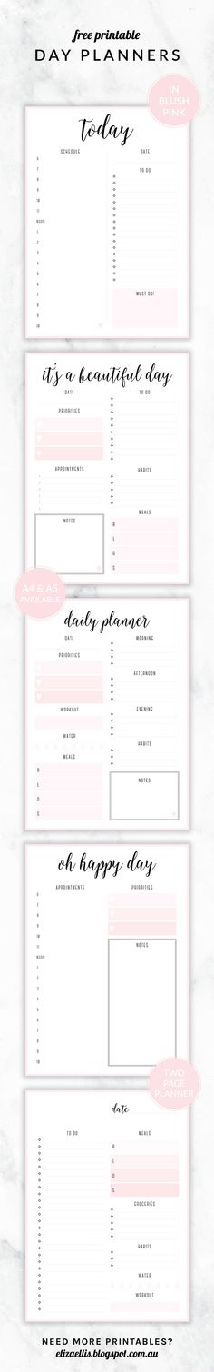 Free Printable Irma Day Planners - 4 different designs, available in A4 and A5, and in 6 different colors! More planners in the Irma design coming soon!