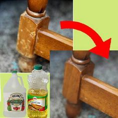 Naturally Repair Wood With Vinegar and Canola Oil. So, for a super cheap, use 3/4 cup of oil, add 1/4 cup vinegar. white or apple cider vinegar, mix it in a jar, then rub it into the wood. You don&#8217;t need to wipe it off; the wood just soaks it in.