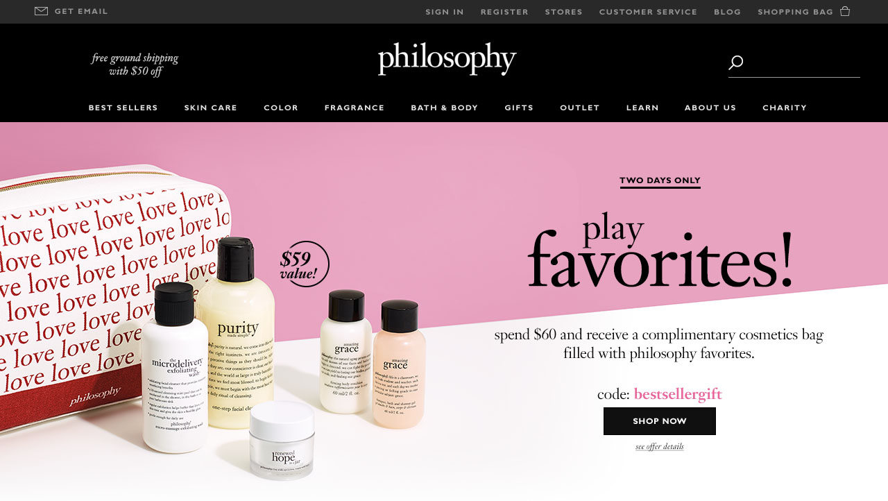 Receive a free 6-piece bonus gift with your $60 philosophy purchase