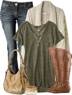 Simple Casual Fall Outfit With Cable Oversize Cardigan