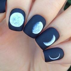 nails, moon, and black image
