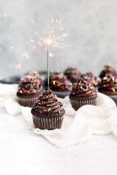 Chocolate Brownie Birthday Cupcakes