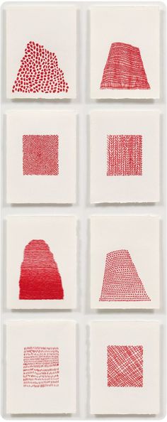 Simple shapes, red embroidery thread, and thick white watercolor paper....looks simple bet it&#39;s not