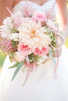 18 Soft Pink Wedding Bouquets To Fall In Love With ??See more: http://www.weddingforward.com/pink-wedding-bouquets/ #weddings #bouquets