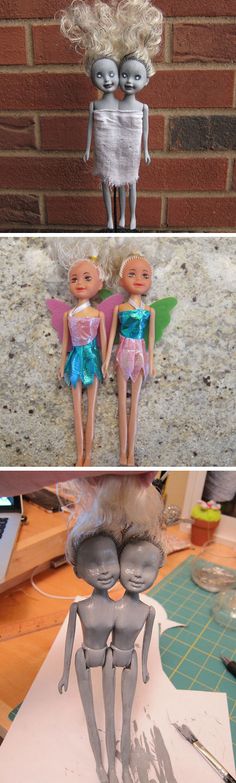 Zombie Siamese Twin Dolls | Click Pic for 27 DIY Halloween Decorating Ideas for Kids | Easy Halloween Party Decor Ideas for Kids