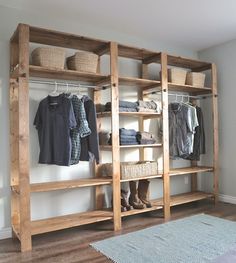 Ana White | Build a Industrial Style Wood Slat Closet System with Galvanized Pipes | Free and Easy DIY Project and Furniture Plans