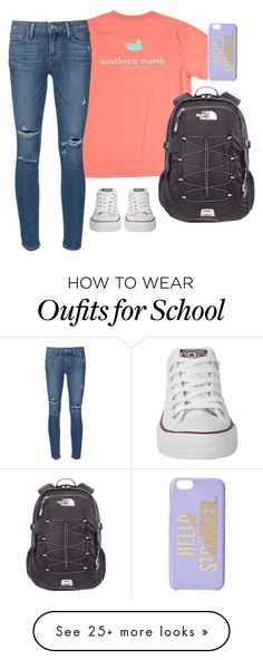 &quot;Set 1- last day of school. Contest in d!!!&quot; by southernstruttin on Polyvore featuring Converse, The North Face, Paige Denim and Kate Spade