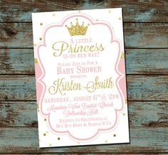 Little Princess Baby Shower Invitation, Pink and Gold, Baby Girl Shower, DIY Digital Invitation