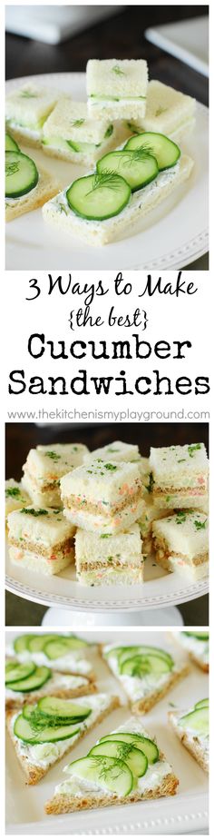 Cucumber Tea Sandwiches ~ 3 spreads & 3 ways! www.thekitchenismyplayground.com