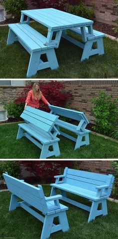 DIY foldable picnic table that turns into benches