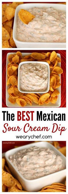 This crowd-pleasing Mexican Sour Cream Dip Recipe is perfect for last minute guests. All you need is sour cream, salsa, shredded cheese, and a few spices. You???ll be ready for dipping in five minutes!