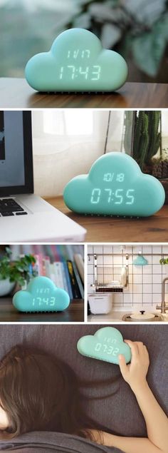 Cloud LED Alarm Clock ??? Voice Activated With Calendar Backlight Snooze + USB #coolgadgets