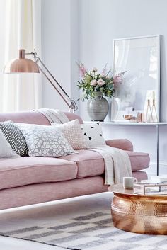 Blush Pink Living Room || RALO Tibetan Rugs