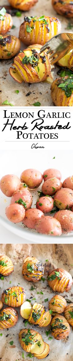 Vegan Lemon Garlic Herb Roasted Potatoes