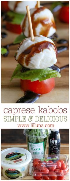 Simple, quick and delicious Caprese Kabobs. Takes minutes to throw together and is a great recipe perfect for any party or get together.