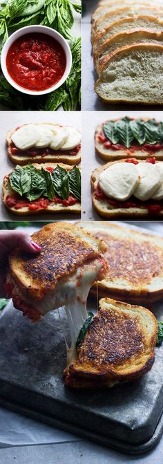 Pizza margherita grilled cheese sandwich