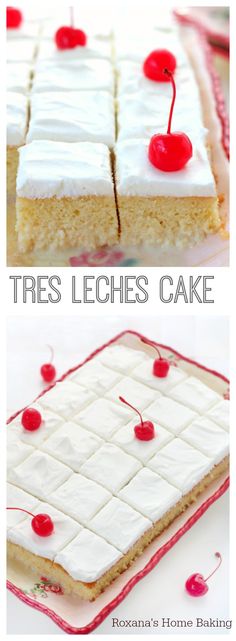 Tres leches cake is a sponge cake soaked in three types of milk and topped with whipped cream, this simple, easy and perhaps the moistest cake you??l ever have had, has a unique flavor you cannot find in any other cakes.