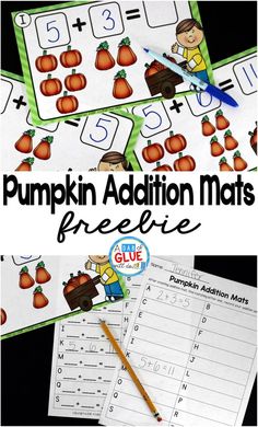 Pumpkin Addition Mats is the perfect fall math center for preschool, kindergarten, and first grade students. This printable covers numbers up to 12 and also has two recording sheets for students to record their addition sentences.